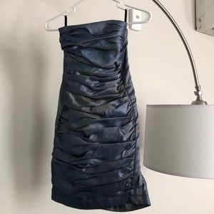 Jessica McClintock metallic blue cocktail dress